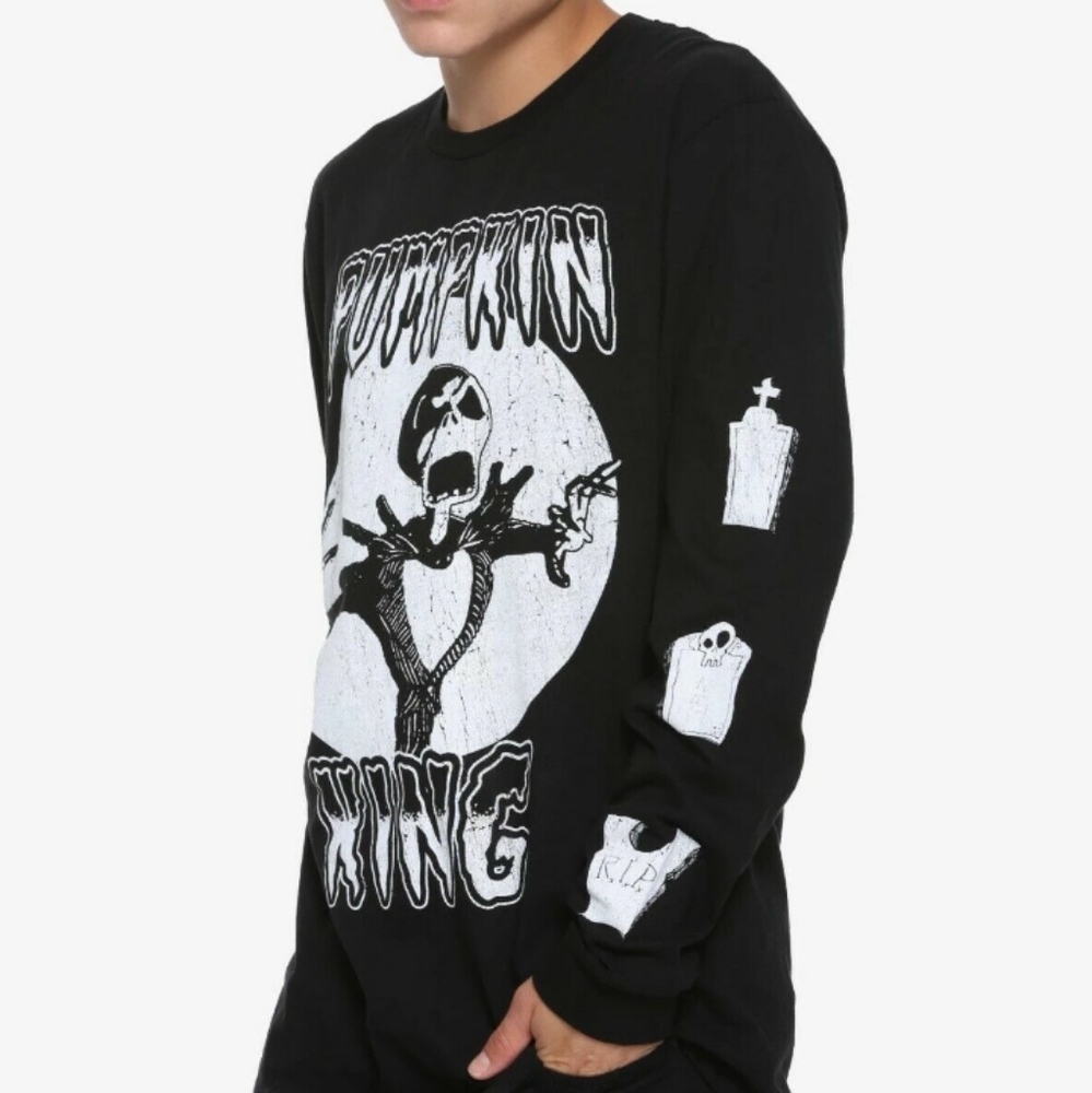 Disney The Nightmare Before Christmas Men's Pumpkin King Long Sleeve Shirt.